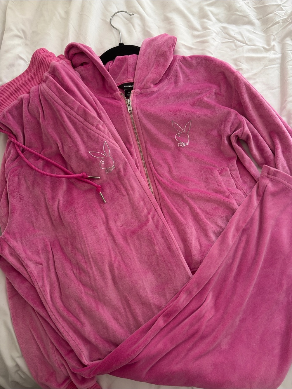 PLAYBOY Hot Pink Velour Hoodie & Joggers Set